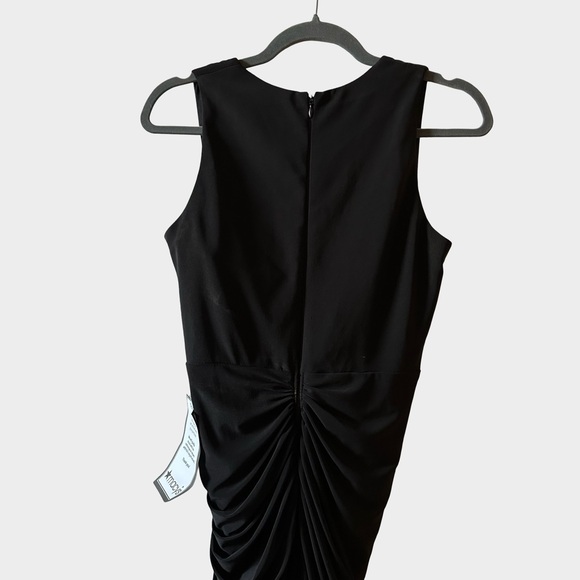 Betsy & Adam Black Ruched Ruffle Evening Column Maxi Gown 6P Old Hollywood Glam - Picture 9 of 16